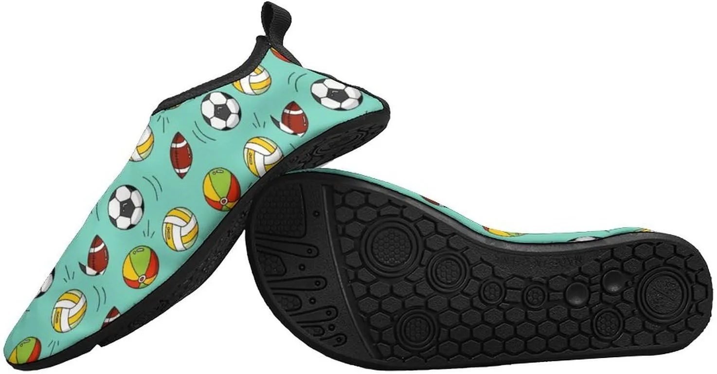 Volleyball Soccer Football Pattern Water Shoes Beach Shoes Aqua Socks for Women Men Swimming Yoga