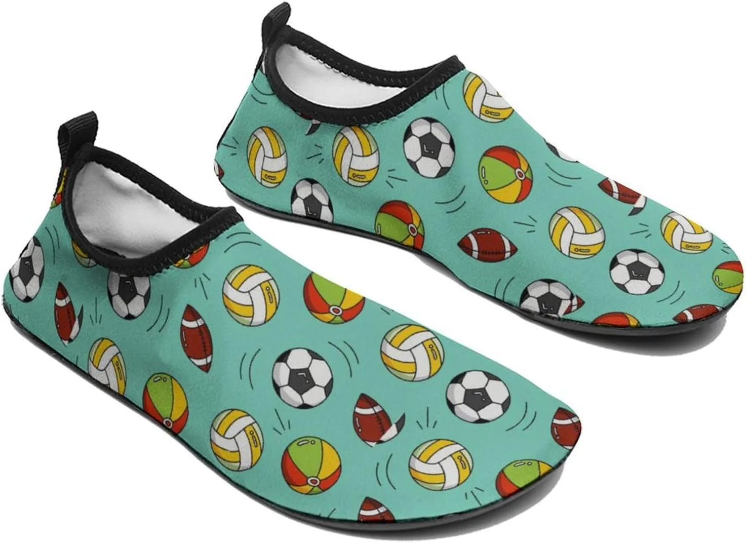 Volleyball Soccer Football Pattern Water Shoes Beach Shoes Aqua Socks for Women Men Swimming Yoga