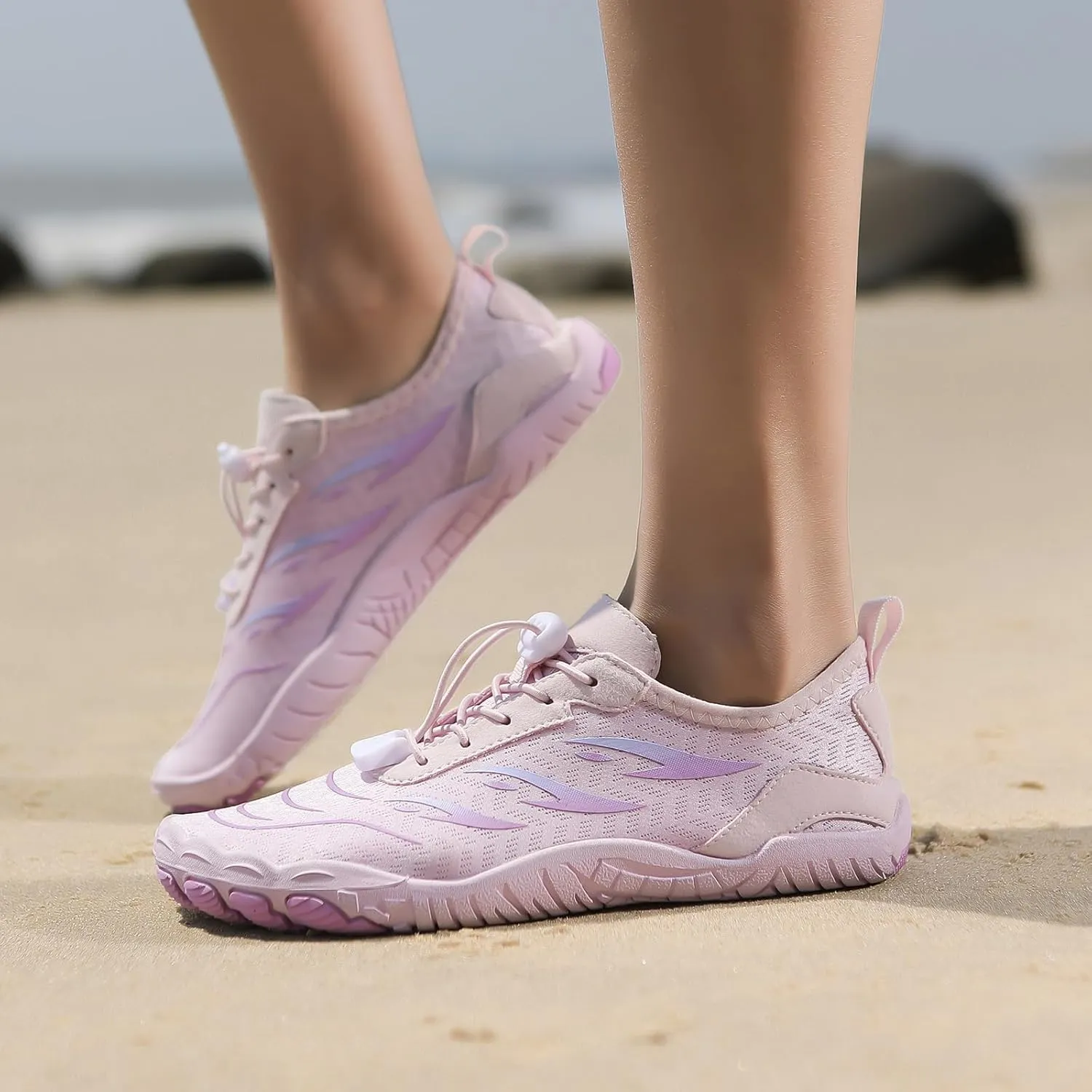 Water Shoes for Women Wide Width, Lightweight Non Slip Shoes, Barefoot Footwear Neuropathy, Grounded Footwear for Women, Zero Drop Beach Walking Shoe, Athletic Sneakers for Running Walking Hiking