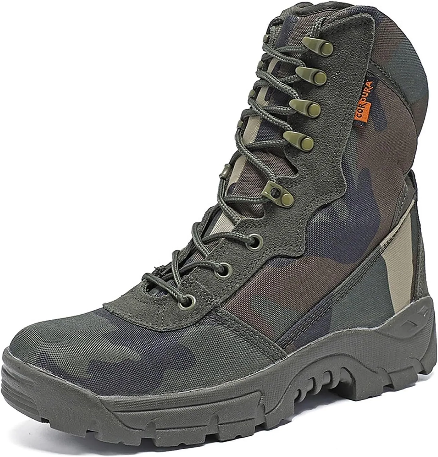 Wcxixo Woodland Camouflage Training Boots for Men, Soft and Comfort High-top Non-Slip Breathable Tactical Boots, for Outdoor Durable Rubber Sole Hiking Shoes