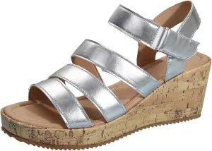 Wedge Sandals for Women High Heel Wedged Sandals Leather Cork Strappy Sandal Wide Width Open Toe Walking Shoes Slip-On Arch Support Shoes 2025