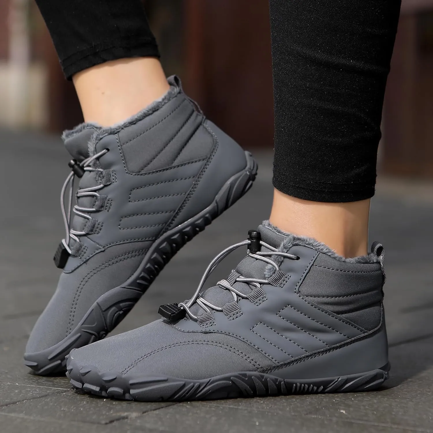 Winter Barefoot Shoes Womens Mens Winter Hiking Boots Warm Fur Lined Winter Snow Boots Waterproof Non-Slip Shoes