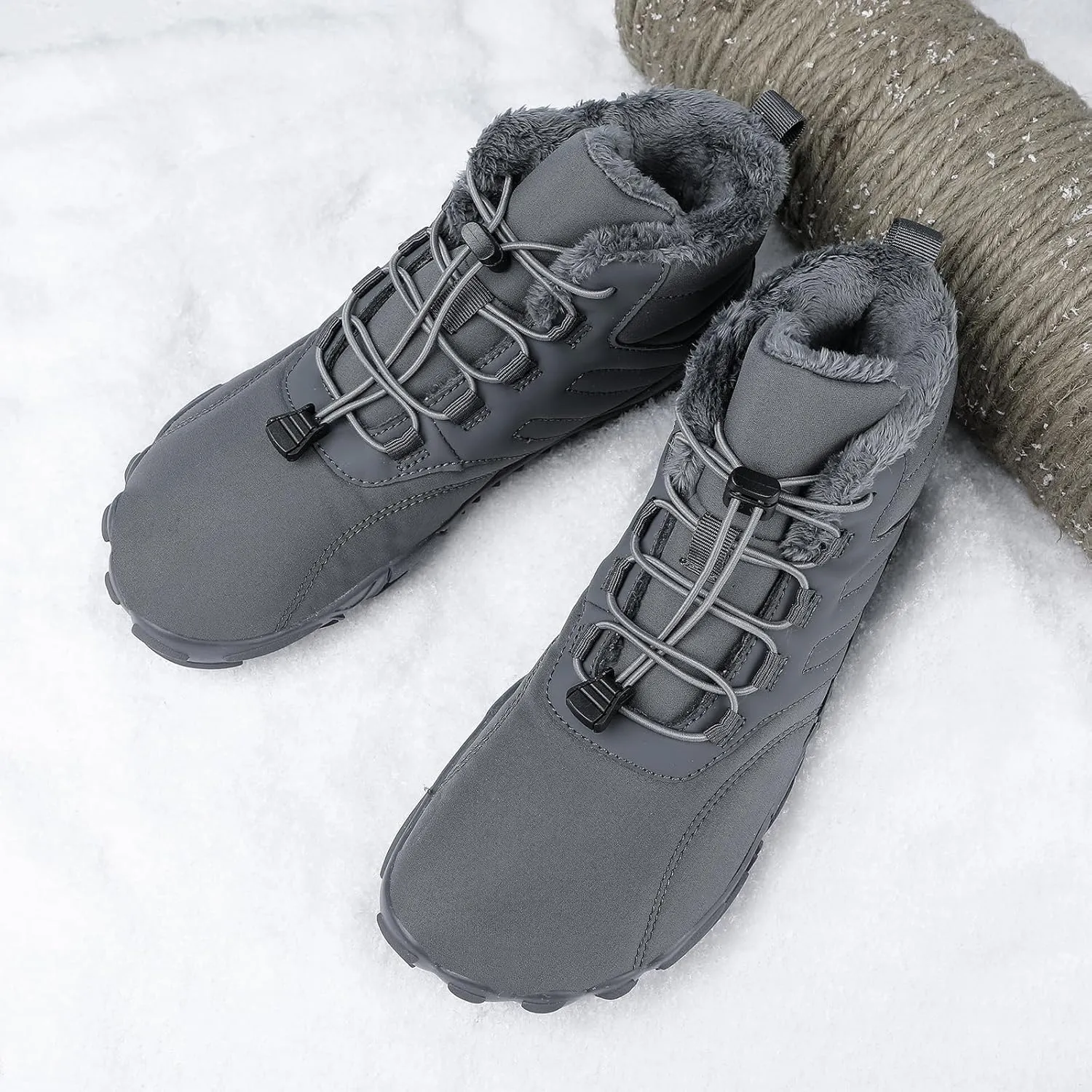 Winter Barefoot Shoes Womens Mens Winter Hiking Boots Warm Fur Lined Winter Snow Boots Waterproof Non-Slip Shoes