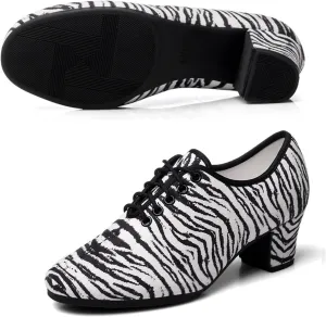 Women Latin Dance Shoes Rubber Sole Non-Slip Fashion Ballroom Dance Pratice Shoes Breathable Comfortable Mid High Heel Outdoor Professional Performance Dance Shoes (Color : White-3.5CM/1.37In, Size