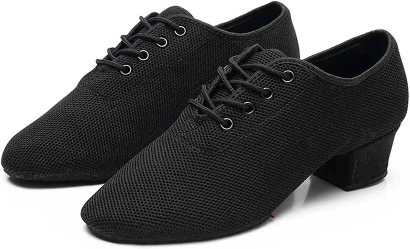Women Latin Dance Shoes Salsa Jazz Dancing Shoes Woman Heels 3cm/5cm Teachers Ballroom Dance Shoes for Dance Performance(3cm Indoor Black,38)