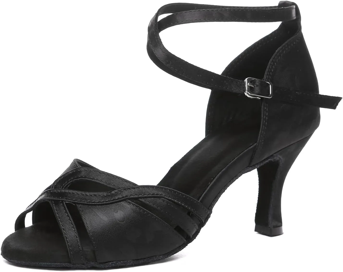 Women Latin Dance Shoes Satin Open Toe Professional Salsa Bachata Tango Ballroom Dancing Shoes,Model YCD52-7.5cm Heel