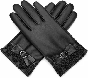Women Winter Warm Gloves Touch Screen Winter Waterproof Windproof Thicken Driving Cycling Gloves for Women (Color : Black A Size : One Size)