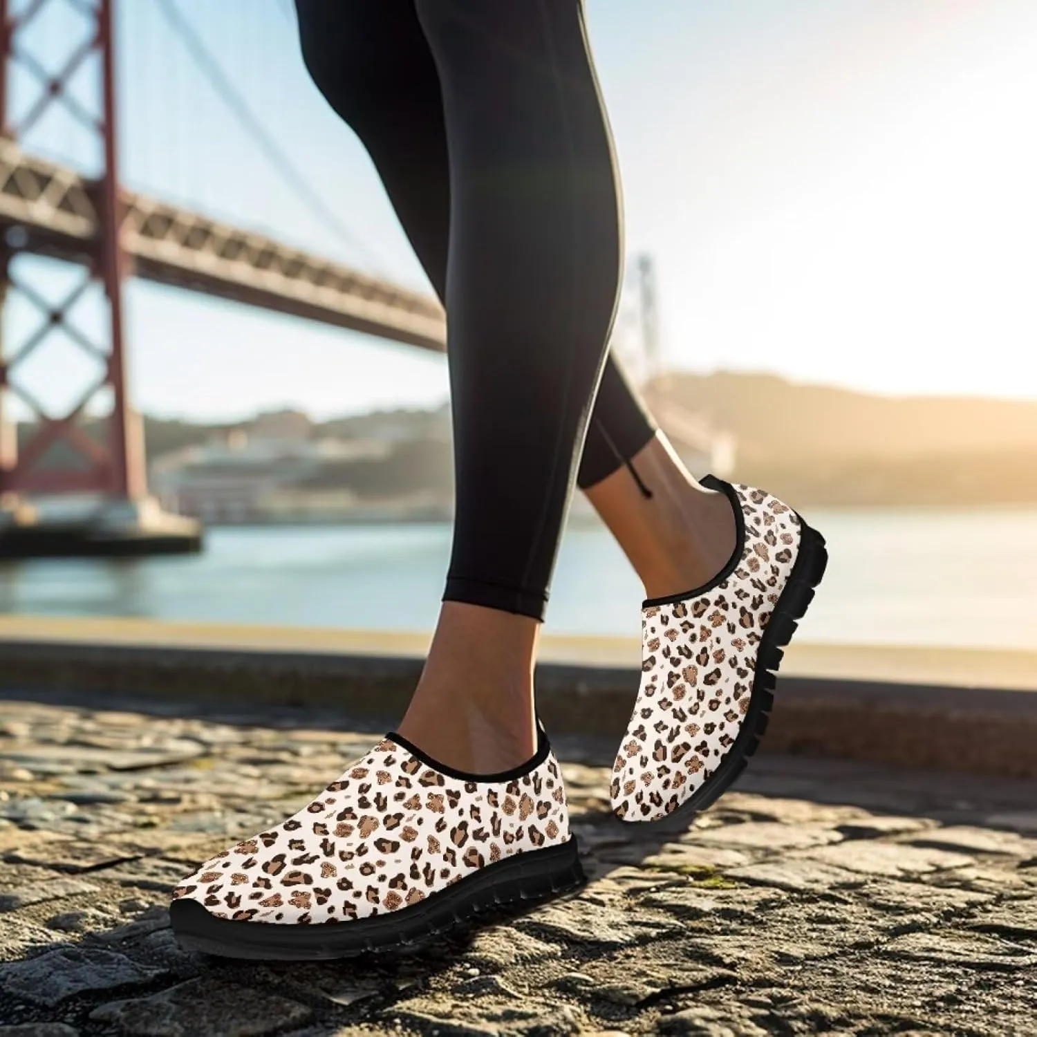 Women's Animal Print Slip On Shoes Low Cut Casual Shoes Comfortable Outdoor Sports Walking Running Flat Sneakers