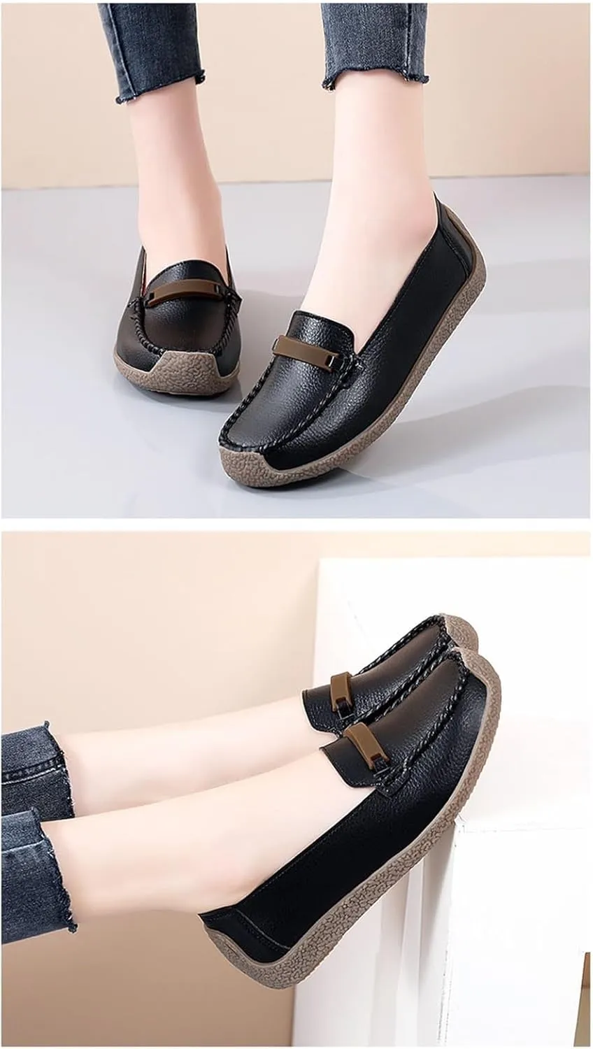 Women's Comfortable Spring Slip-On Breathable Leather Orthopedic Nursing Shoes, Non Slip Comfort Nurse Shoes with Arch Support, Ideal for Nurse Healthcare Crews Walking Shoes