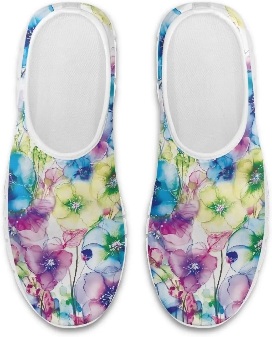 Women's Floral Shoes Slip On Comfortable Casual Loafers Ourdoor Low Cut Sports Walking Running Flat Sneakers