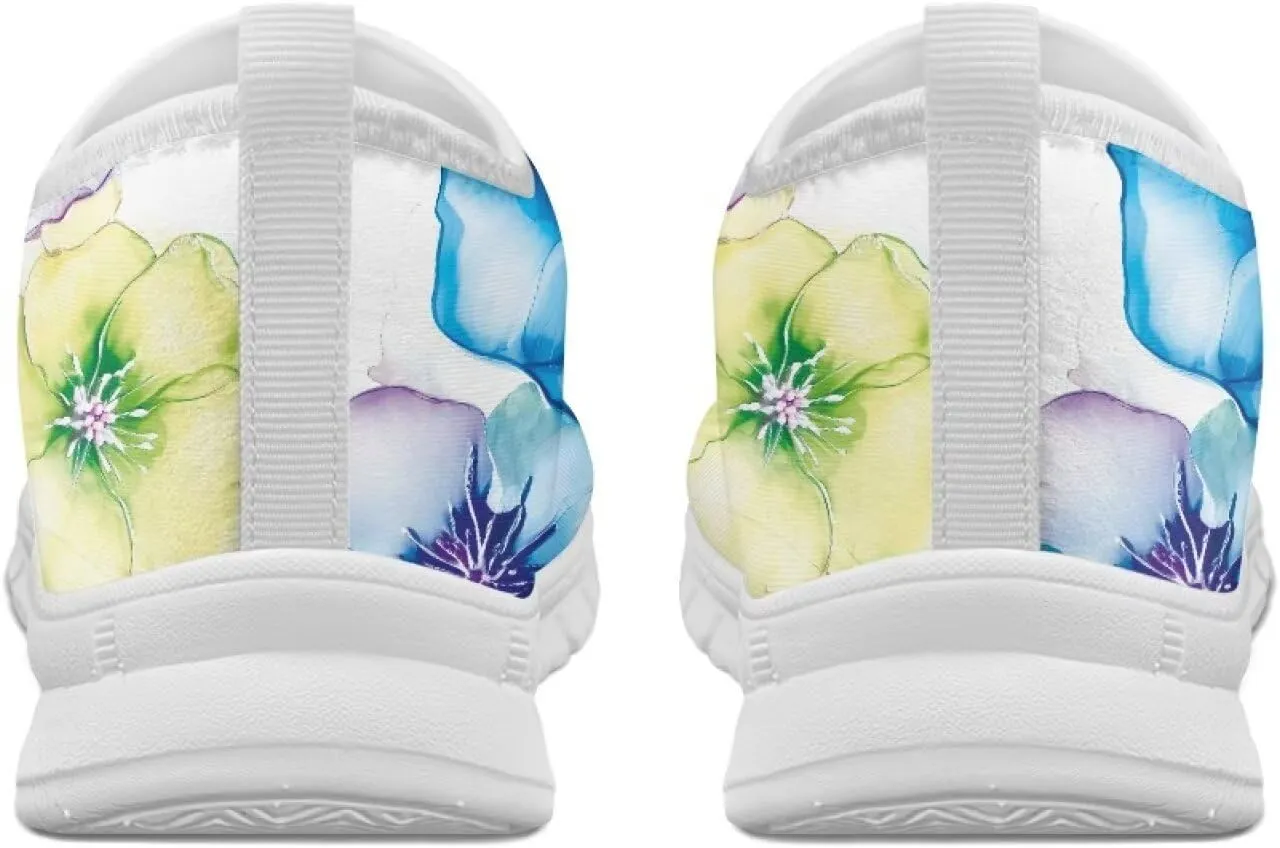 Women's Floral Shoes Slip On Comfortable Casual Loafers Ourdoor Low Cut Sports Walking Running Flat Sneakers