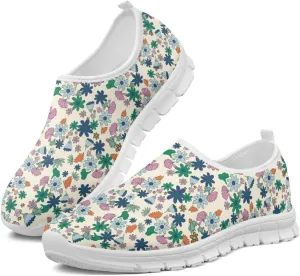 Women's Floral Shoes Slip On Comfortable Casual Loafers Ourdoor Low Cut Sports Walking Running Flat Sneakers
