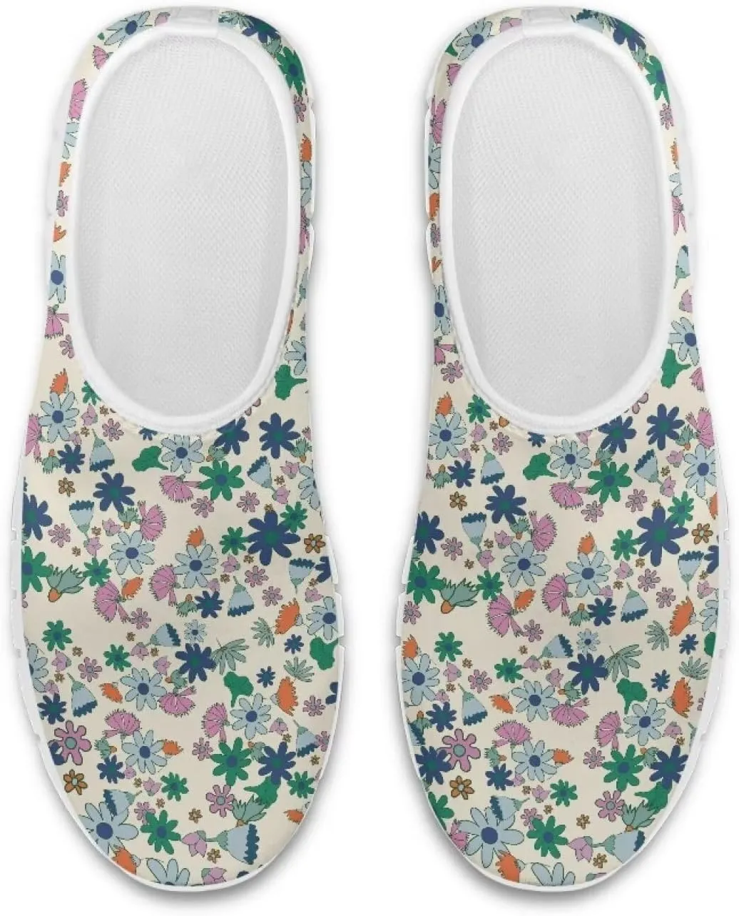 Women's Floral Shoes Slip On Comfortable Casual Loafers Ourdoor Low Cut Sports Walking Running Flat Sneakers