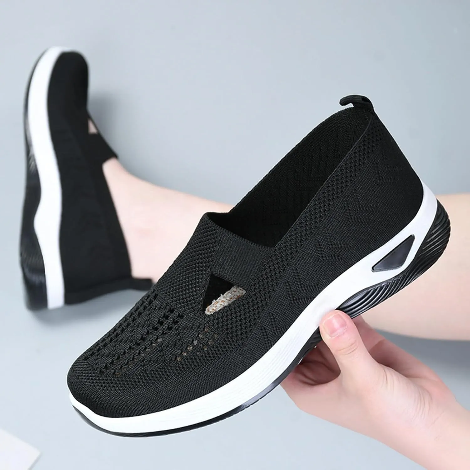 Womens Orthopedic Walking Loafers Slip On Sneakers with Arch Support Comfortable Casual Shoes Plantar Fasciitis Relief Foot Heel Pain Diabetic Feet