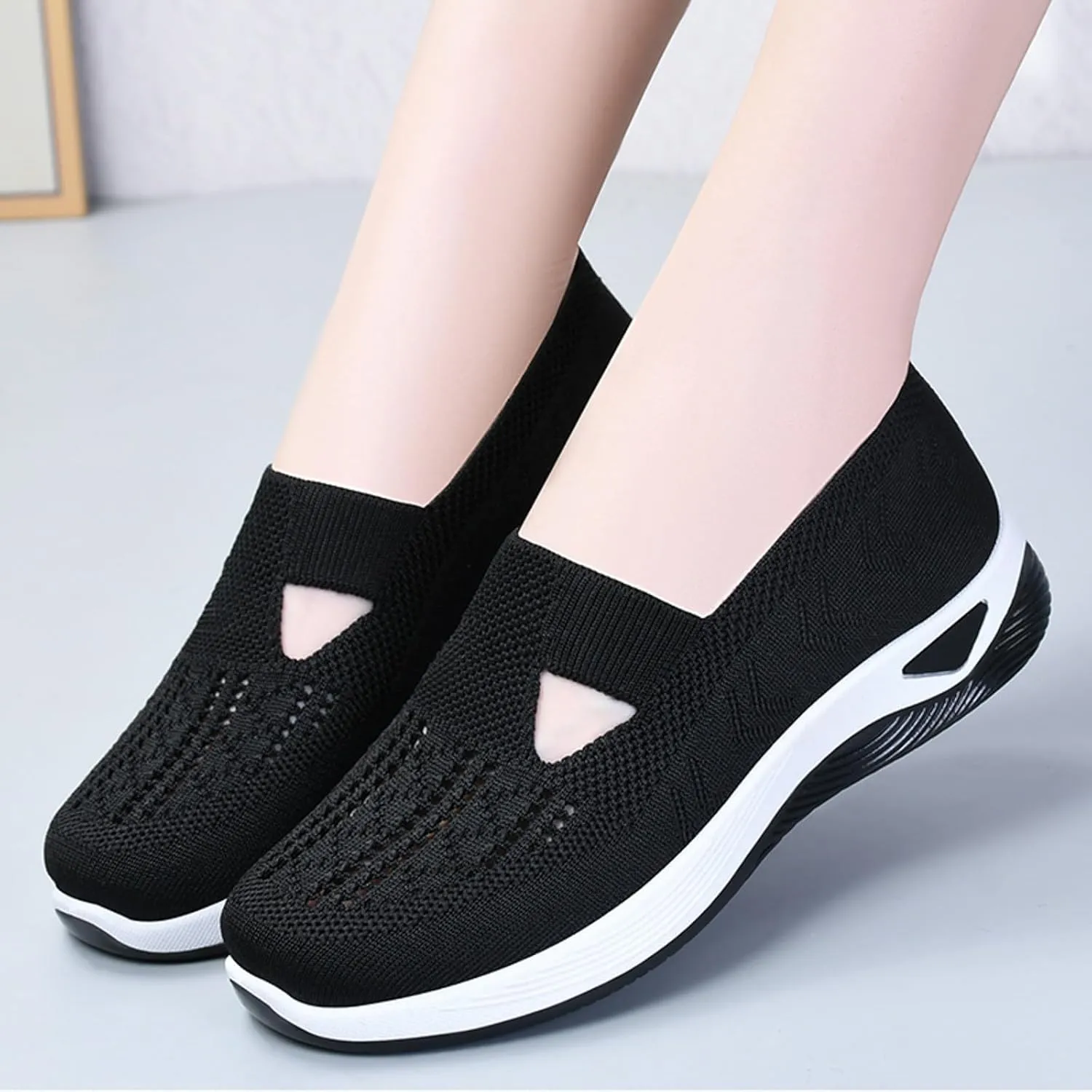 Womens Orthopedic Walking Loafers Slip On Sneakers with Arch Support Comfortable Casual Shoes Plantar Fasciitis Relief Foot Heel Pain Diabetic Feet