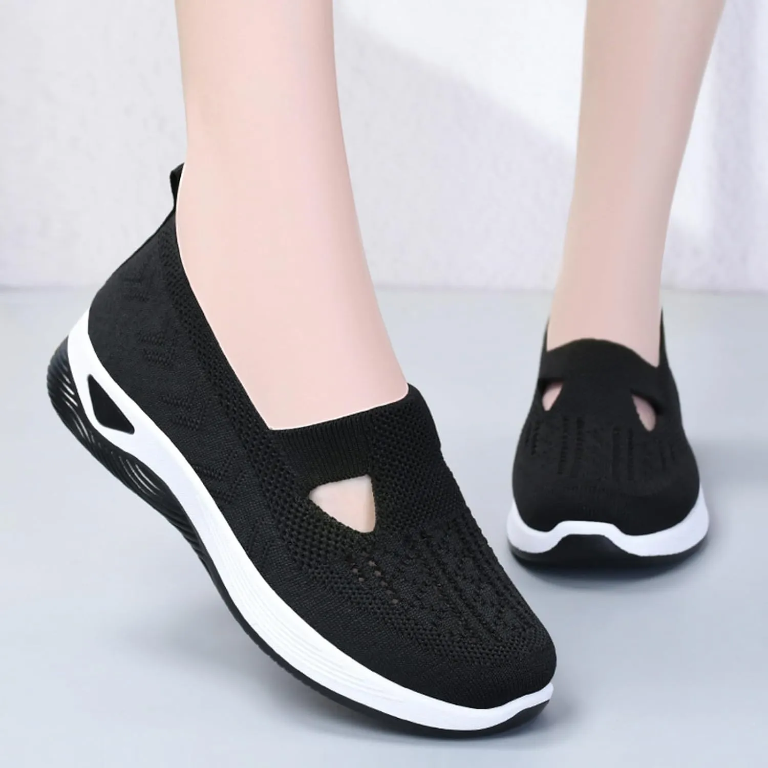 Womens Orthopedic Walking Loafers Slip On Sneakers with Arch Support Comfortable Casual Shoes Plantar Fasciitis Relief Foot Heel Pain Diabetic Feet