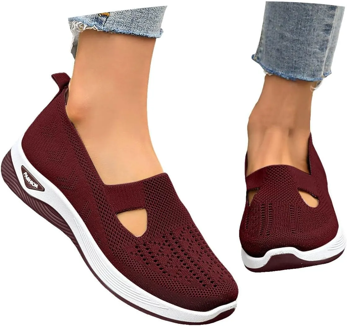 Women's Shoes,Woven Orthopedic Slip On Diabetic Foam Shoes Hands Free Breathable Go Walking Slip in Sneakers Arch Support