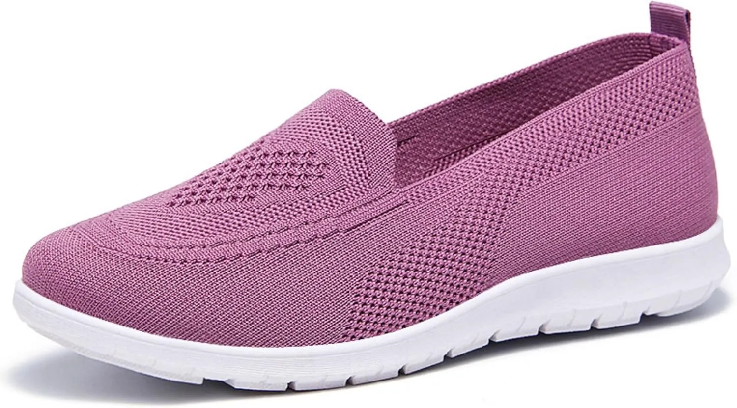 Womens Slip On Loafer Shoes Mesh Lightweight Flat Shoes for Women Low-Top Round Toe Knit Memory Foam Sneaker