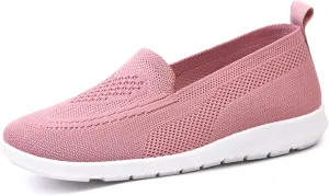 Womens Slip On Loafer Shoes Mesh Lightweight Flat Shoes for Women Low-Top Round Toe Knit Memory Foam Sneaker