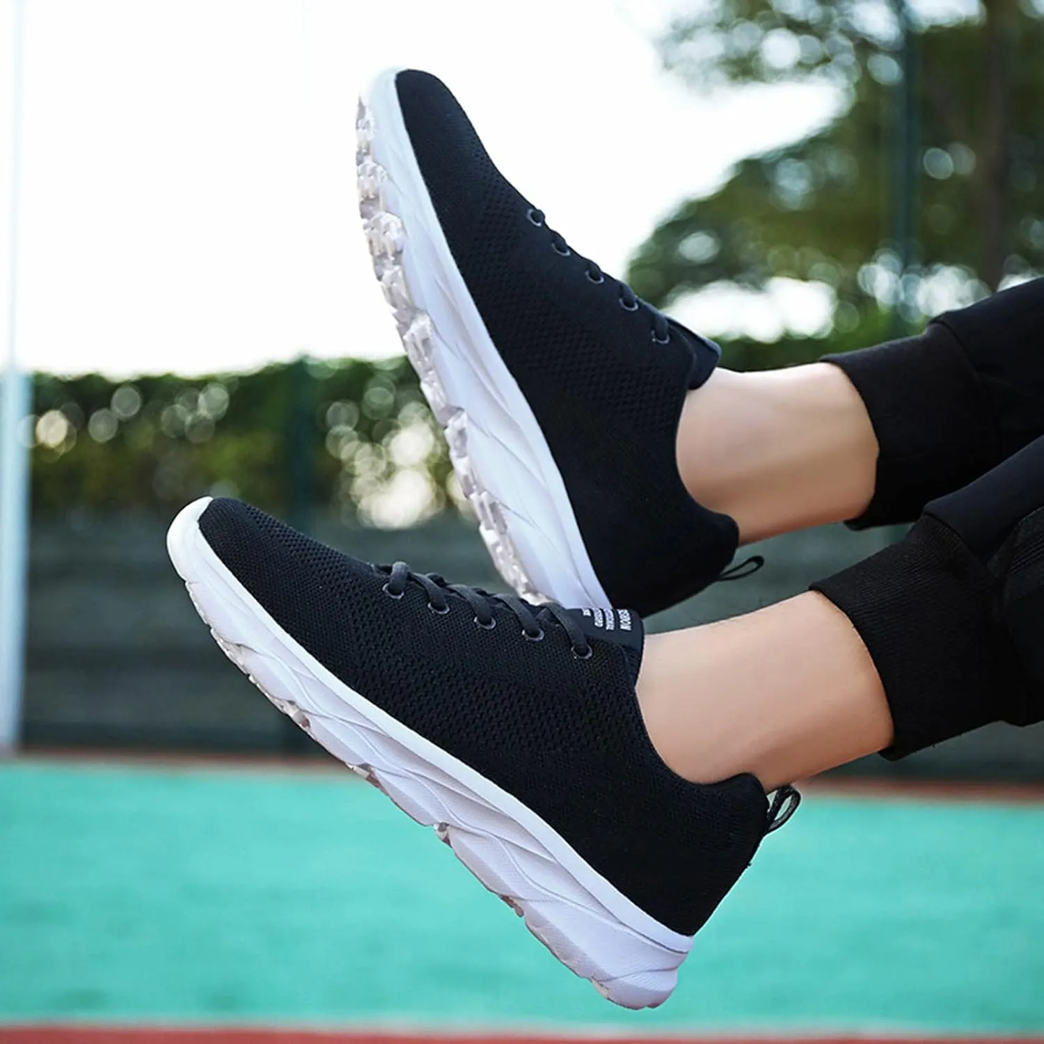 Women's Walking Sock Shoes Elastic Knit Lightweight Mens Dress Shoes Workout Black Casual Shoes Waterproof Sneakers Slip On Tennis Shoe Cross Trainer Shoe
