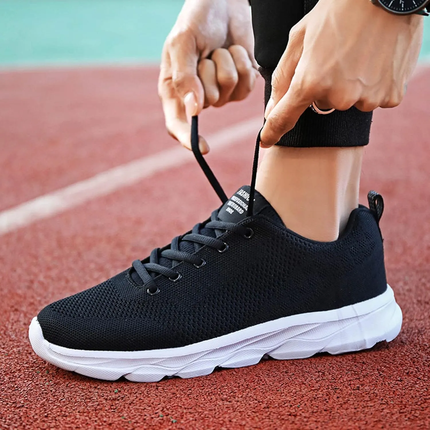 Women's Walking Sock Shoes Elastic Knit Lightweight Mens Dress Shoes Workout Black Casual Shoes Waterproof Sneakers Slip On Tennis Shoe Cross Trainer Shoe
