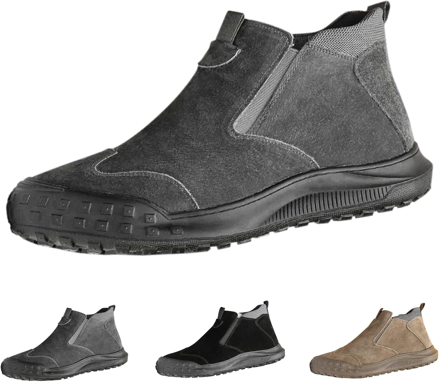 Work Boots for Men Cowboy Style Hiking Sneakers Fur Lined Ankle Boot Women Safety Shoes Soft Toe Waterproof Outdoor Shoes Lightweight Hike Grounded Footwear