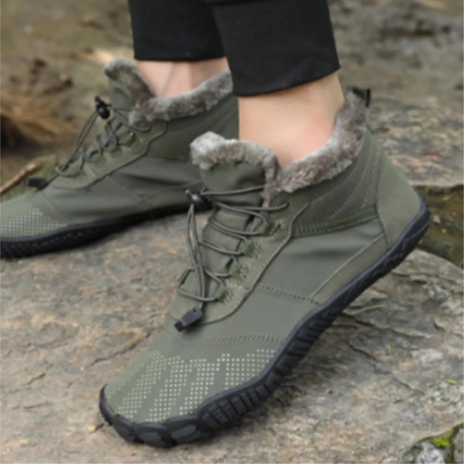 Work Boots for Men Cowboy Style Hiking Sneakers Shoes with Fur Lined Working Shoes for Women Wide Width Waterproof Platform Shoes Work Hike Grounded Footwear
