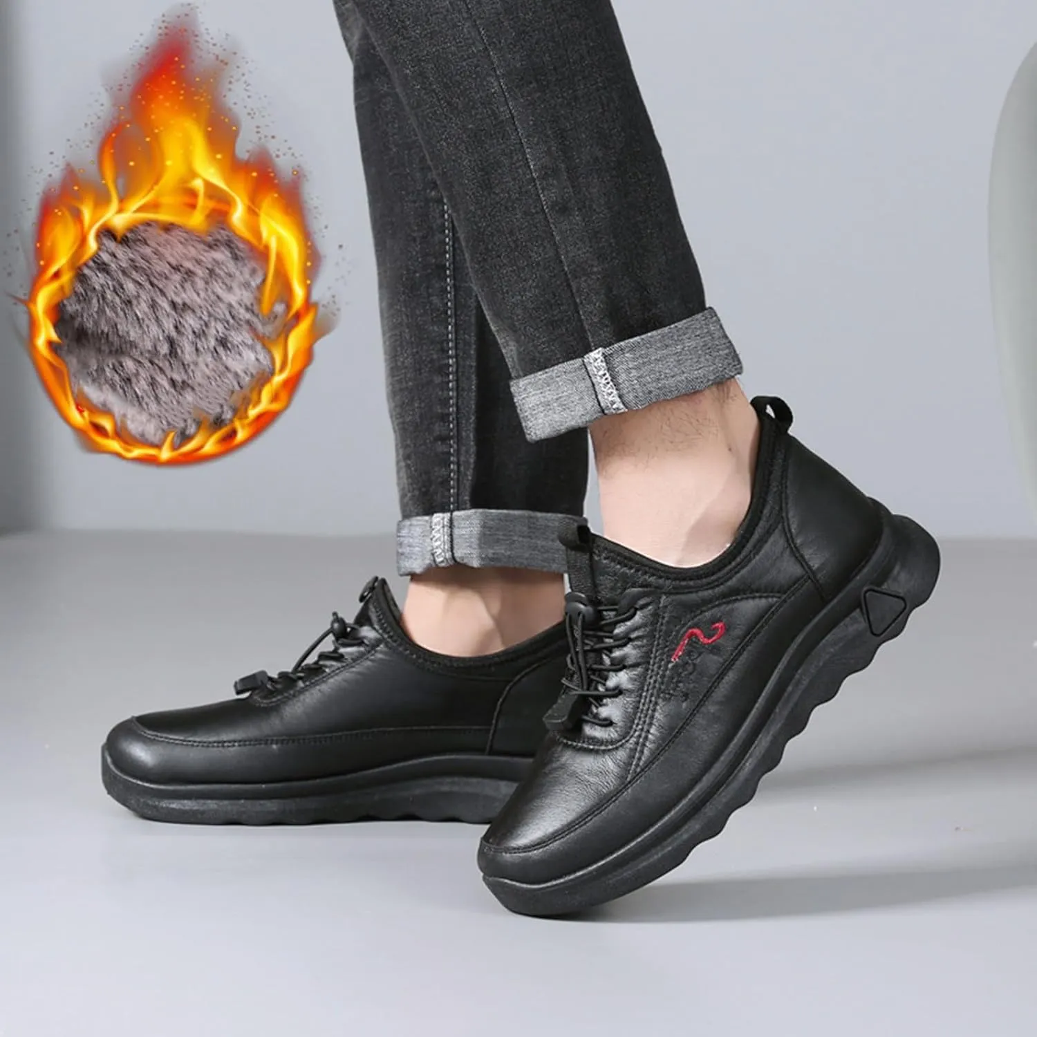 Work Boots for Men Waterproof Hiking Sneakers Warm Fur Lined Workout Shoes for Women Nonslip Lightweight Outdoor Botas Mid Ankle Work Casual Hike Grounded Footwear