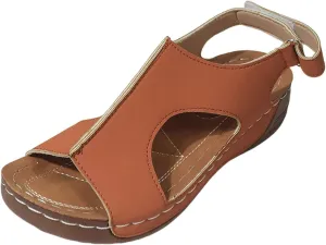 ZWRXW Orthopedic Sandals for Women,Open Toe Ankle Strap Casual Flatform Platform Wedges Sandals,Dressy Summer Wedge Sandal,Vintage Bohemian Beach Shoes with Adjustable